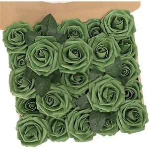 Roses Artificial Flowers, 25pcs Artificial Flowers Foam Flowers with Stems DIY